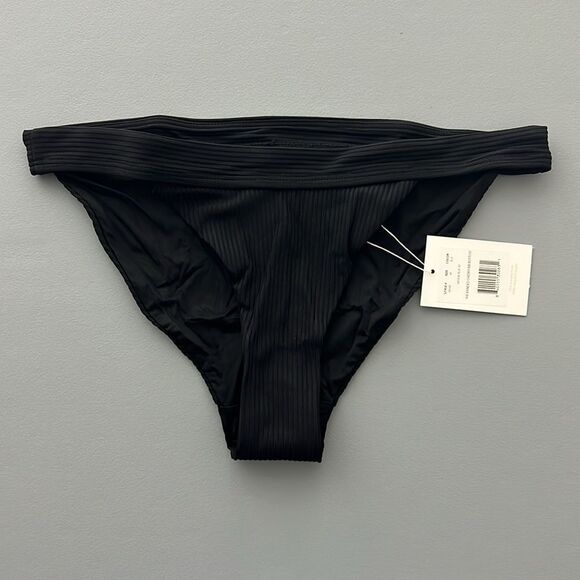 NWT Andie Swim THE BANDED CHEEKY RIB BOTTOM in Ribbed Black Size M - Picture 1 of 11